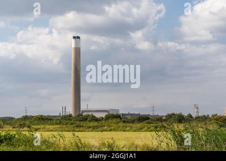 Station de puissance de Fawley ancien site industriel en 2021, Hampshire, Angleterre, Royaume-Uni Banque D'Images