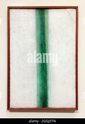Peinture « Green Line » du peintre russe d'avant-garde Olga Rozanova (1917) exposée à l'exposition « les icônes de l'art moderne de la collection Shchukin » de la Fondation Louis Vuitton à Paris, France. Banque D'Images