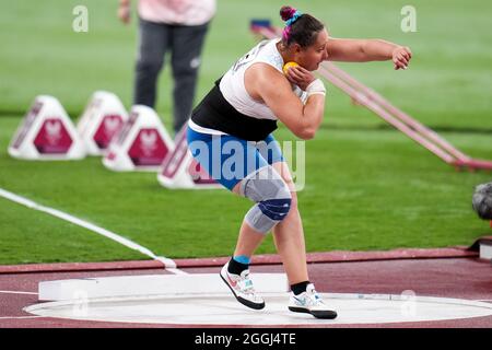 TOKYO, JAPON - 1er SEPTEMBRE : Galina Lipatnikova du Comité paralympique russe participant à la finale F36 du coup des femmes lors des Jeux paralympiques de Tokyo de 2020 au stade olympique le 1er septembre 2021 à Tokyo, Japon (photo de Helene Wiesenhaan/Orange Pictures) NOCNSF Atletiekunie Banque D'Images