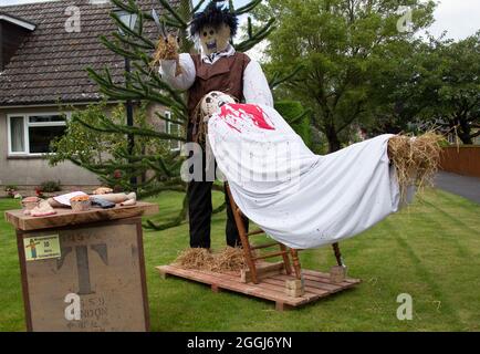 Festival Pewsey Scarecrow 2021. Sur le thème des comédies musicales. Banque D'Images