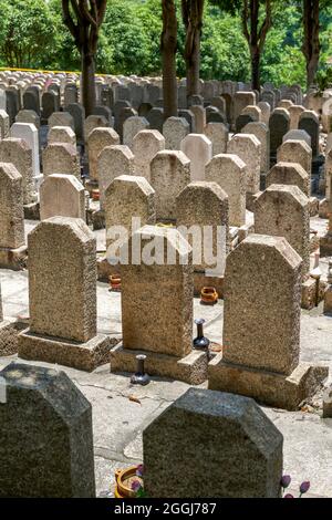 Rangées de pierres tombales dans un cimetière public Banque D'Images