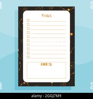 Modèle de concept d'impression des tâches et des notes. Avec motif feuilles exotiques dessinées à la main. Vecteur Illustration de Vecteur