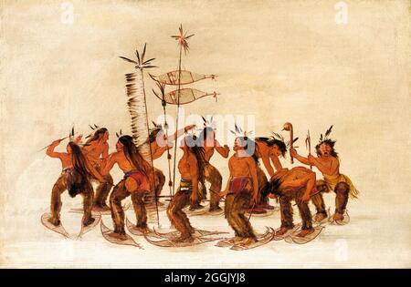 Danse en raquettes à la première chute de neige par George Catlin (1796-1872), huile sur toile, 1835-37 Banque D'Images