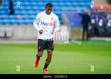 OSLO, NORVÈGE - 1er SEPTEMBRE : Georginio Wijnaldum des pays-Bas lors du match de qualification de la coupe du monde entre la Norvège et les pays-Bas au stade Ullevaal le 1er septembre 2021 à Oslo, Norvège (photo d'Andre Weening/Orange Pictures) Banque D'Images