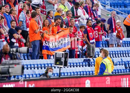 OSLO, NORVÈGE - 1er SEPTEMBRE : les fans des pays-Bas lors du match de qualification de la coupe du monde entre la Norvège et les pays-Bas au stade Ullevaal le 1er septembre 2021 à Oslo, Norvège (photo d'Andre Weening/Orange Pictures) Banque D'Images