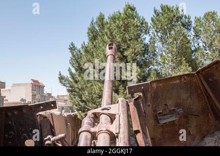 Un Soviet tank détruit, Herat, Afghanistan Banque D'Images