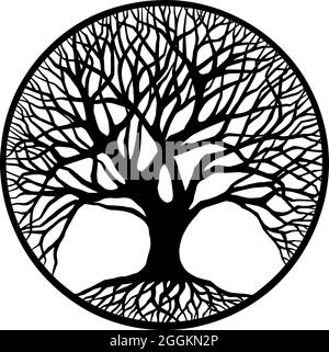 Illustration du contour de l'arbre de vie en forme de cercle Illustration de Vecteur