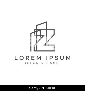 Modèle de conception du logo de la lettre Z Line Building Vector stock Illustration initial. Illustration de Vecteur