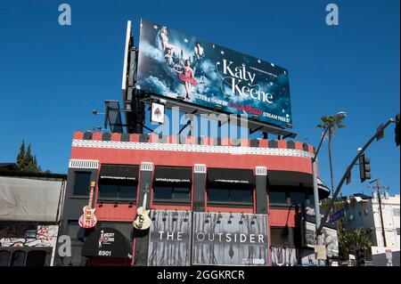 Katy Keene affiche sur la boîte de nuit Whisky A Go sur le Sunset Strip à Los Angeles, Californie. Banque D'Images