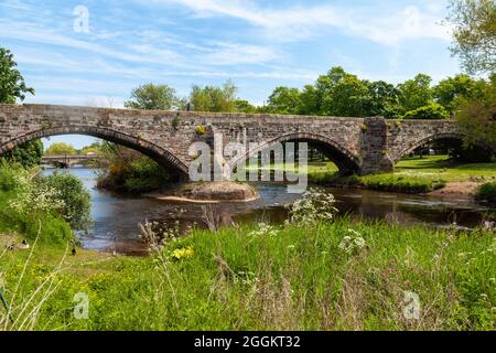 Le vieux pont (pont romain) au-dessus de la rivière Esk à Musselburgh, en Écosse Banque D'Images