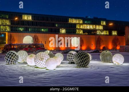 Munich s'allume, installation de lumière dans le quartier artistique, Alte Pinakothek, Munich, Bavière, Allemagne, Europe Banque D'Images