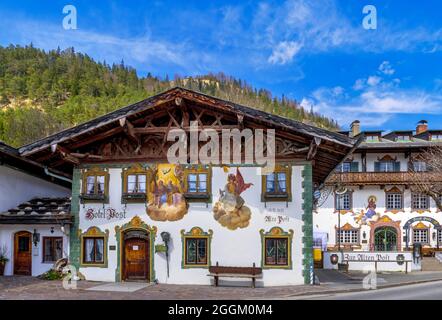 Hotel zur Post, Wallgau, Werdenfelser Land, haute-Bavière, Bavière, Allemagne, Europe Banque D'Images