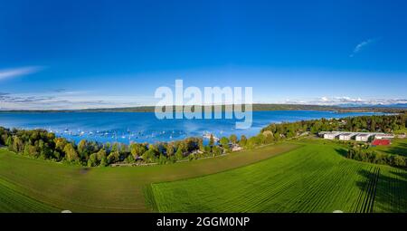 Paysage près de Dießen am Ammersee, Fünfseenland, image de drone, haute-Bavière, Bavière, Allemagne, Europe Banque D'Images