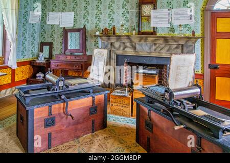 À l'intérieur de la taverne Clover Hill, dans le parc historique national Appomattox court House, en Virginie. Banque D'Images