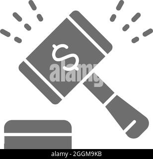 Vente aux enchères marteau, gavel, vente de la société stock marché gris icône. Illustration de Vecteur