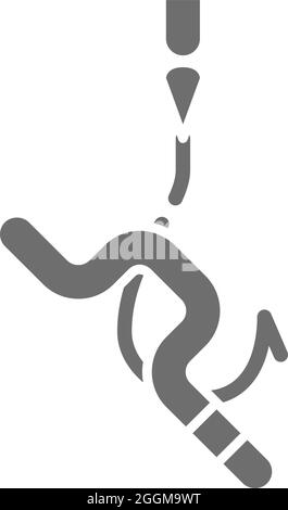 Ver sur un crochet, appât de pêche, icône gris lure. Illustration de Vecteur