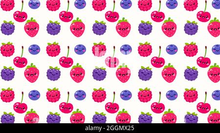 motif de cerises, framboises, mûres et bleuets, images idéales pour des thèmes tels que la cuisine, la pâtisserie et la nourriture blog Banque D'Images