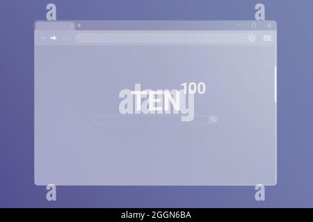 Interface de la fenêtre du navigateur Internet en verre transparent dépoli. Cadre de navigateur Web en verre de masse. Illustration de Vecteur