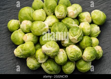 pousses de brussel vertes brassica oleracea Banque D'Images