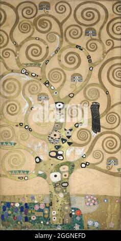 Le Stoclet Frieze, détail : l'arbre de vie. Musée : Musée autrichien d'art appliqué, Vienne. Auteur: GUSTAV KLIMT. Banque D'Images