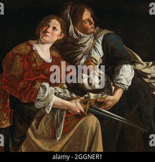 Judith avec le chef d'Holofernes et un serviteur. Musée : COLLECTION PRIVÉE. Auteur: ARTEMISIA GENTILESCHI. Banque D'Images