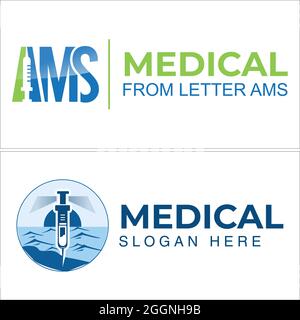 Conception du logo de la mer d'injection pharmaceutique médicale Illustration de Vecteur