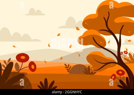 Fond d'automne plat illustration vectorielle. Illustration de Vecteur