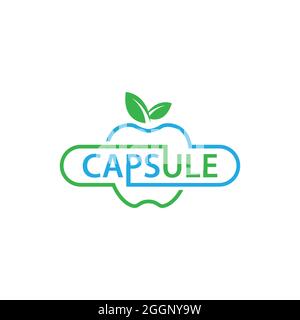 Une image abstraite de la pomme et de la capsule logo nutrition fruit nature vecteur. Logo Apple nutrition fruit nature icône symbole Illustration de Vecteur