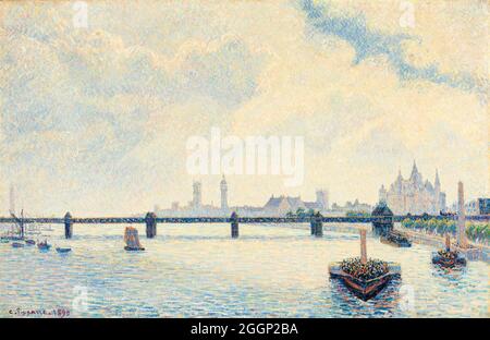 Charing Cross Bridge, Londres, peinture de paysage par Camille Pissarro, 1890 Banque D'Images