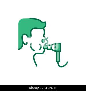 Icône de la ligne de couleur du test pulmonaire fonctionnel. Elément vectoriel isolé. Pictogramme de contour pour la page Web, l'application mobile, la promotion Illustration de Vecteur
