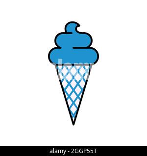 Icône de cône de crème glacée isolée sur blanc Illustration de Vecteur