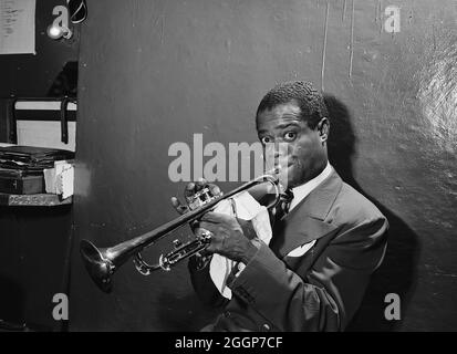 Portrait de Louis Armstrong, Aquarium, New York, NY, ca juillet 1946. Banque D'Images