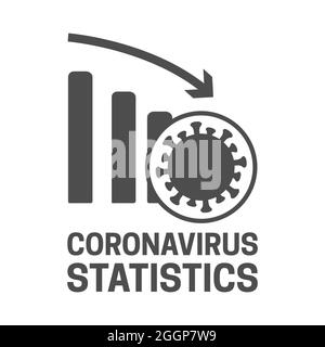 Icône Statistiques du coronavirus vecteur isolé avec flèche vers le bas Illustration de Vecteur
