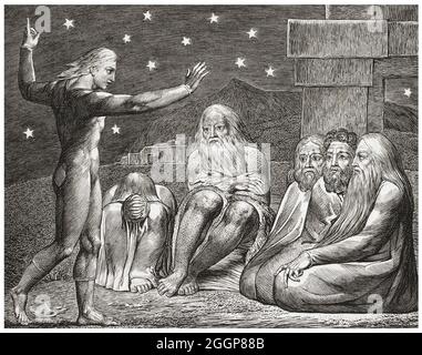 "La colère d'Elihu" de William Blake's 'illustrations of the Book of Job', une série de gravures publiées en 1825. Banque D'Images