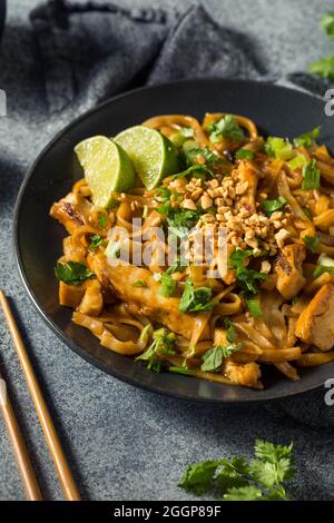Plat de poulet thaï asiatique fait maison avec citron vert et cacahuètes Banque D'Images