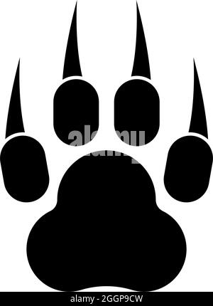 Imprimer le paw animal sauvage avec empreinte de piste de griffe prédatrice pawprint icône noir couleur vecteur illustration de style plat image simple Illustration de Vecteur