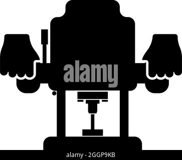 Base fixe fraise à fileter électrique outil électrique outil électrique à main outil électrique utilisation bras à l'aide de l'icône de l'instrument vecteur de couleur noir Illustration de Vecteur