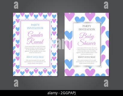 Baby douche et genre révéler invitation Design Illustration de Vecteur