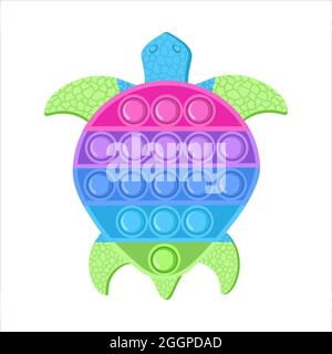 Jouet touche enfant Popit. Tortue colorée. Isolé sur un fond blanc. Style de dessin animé. Illustration vectorielle Illustration de Vecteur