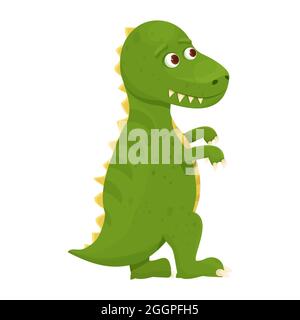 Dinosaure, bébé animal t rex fantasy fossile animal dans le style de dessin animé isolé sur fond blanc. Personnage dino mignon, monstre drôle. Imprimé, douche de bébé. Illustration vectorielle Illustration de Vecteur