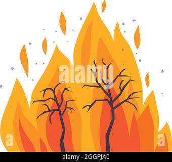 Vecteur de dessin animé d'icône de feu de forêt. Arbre désastre Illustration de Vecteur