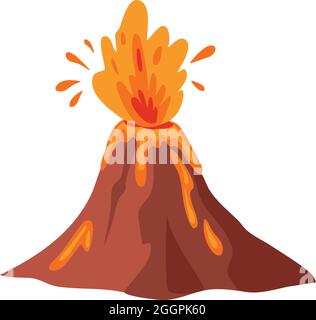 Vecteur de dessin animé d'icône Volcano. Magma lave Illustration de Vecteur