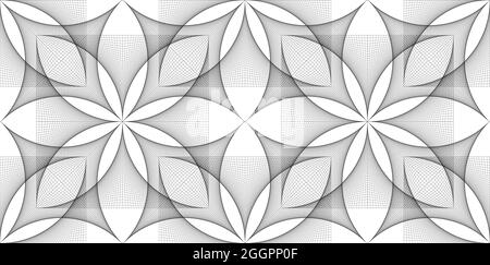 Modèle de bannière de symbole Fleur of Life sans couture, élément géométrique filaire fleur de Lotus sacrée, art de fil, géométrie florale sacrée en chaîne grille de ligne noire Illustration de Vecteur