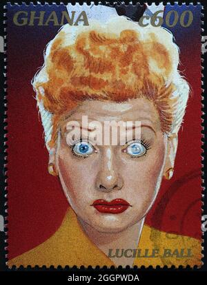 Portrait Lucille ball sur timbre-poste Banque D'Images