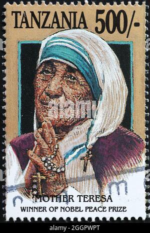 Portrait de mère Teresa sur timbre-poste Banque D'Images