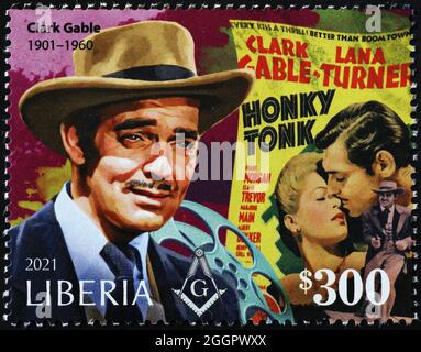 Affiche du film avec Clark Gable, sur le timbre Banque D'Images