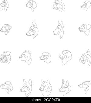 Races de chiens dessinées dans un style minimaliste. Chiens d'une ligne. Illustration vectorielle Illustration de Vecteur