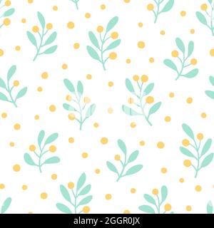 Motif vectoriel sans couture avec branches et baies. Conception botanique pour papier peint, textile, tissu, papier d'emballage. Banque D'Images