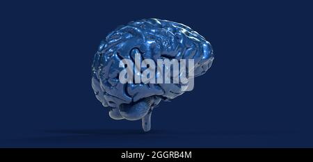 Illustration polygonale colorée du cerveau 3D sur BG Banque D'Images
