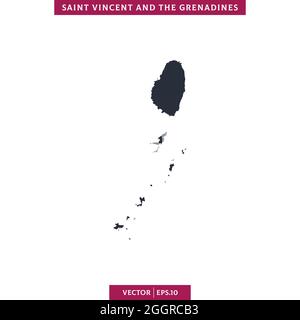 Carte détaillée de Saint Vincent et les Grenadines vecteur modèle de dessin d'illustration. Vecteur eps 10. Illustration de Vecteur